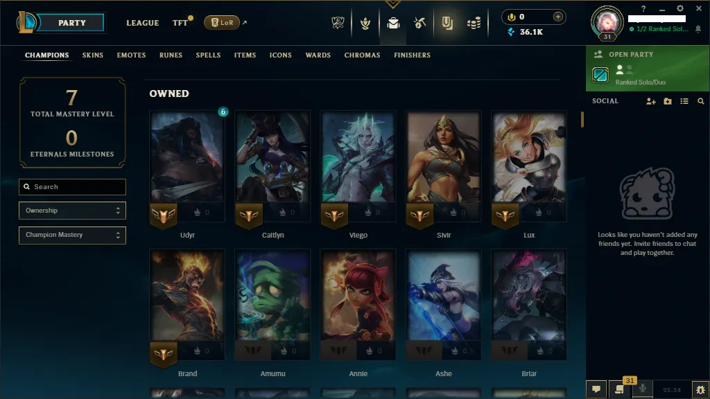 🌎NA 🔥S15⭐️IRON 2 🏆24 Champion ☢️+7 Skins ☢️Shard winter wonder zeri🔥36k+ BE☢️🔥Honor 3 ✅Unverified Email🚀instant